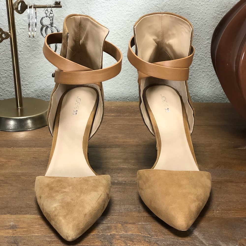 Joe’s Tan Suede Ankle Strap Stiletto Heels - Picture 3 of 8